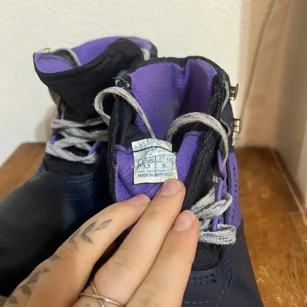 Vintage SALOMON 361 SR Nordic Cross Country Ski Boots Size EU 36 US 6 SNS Purple